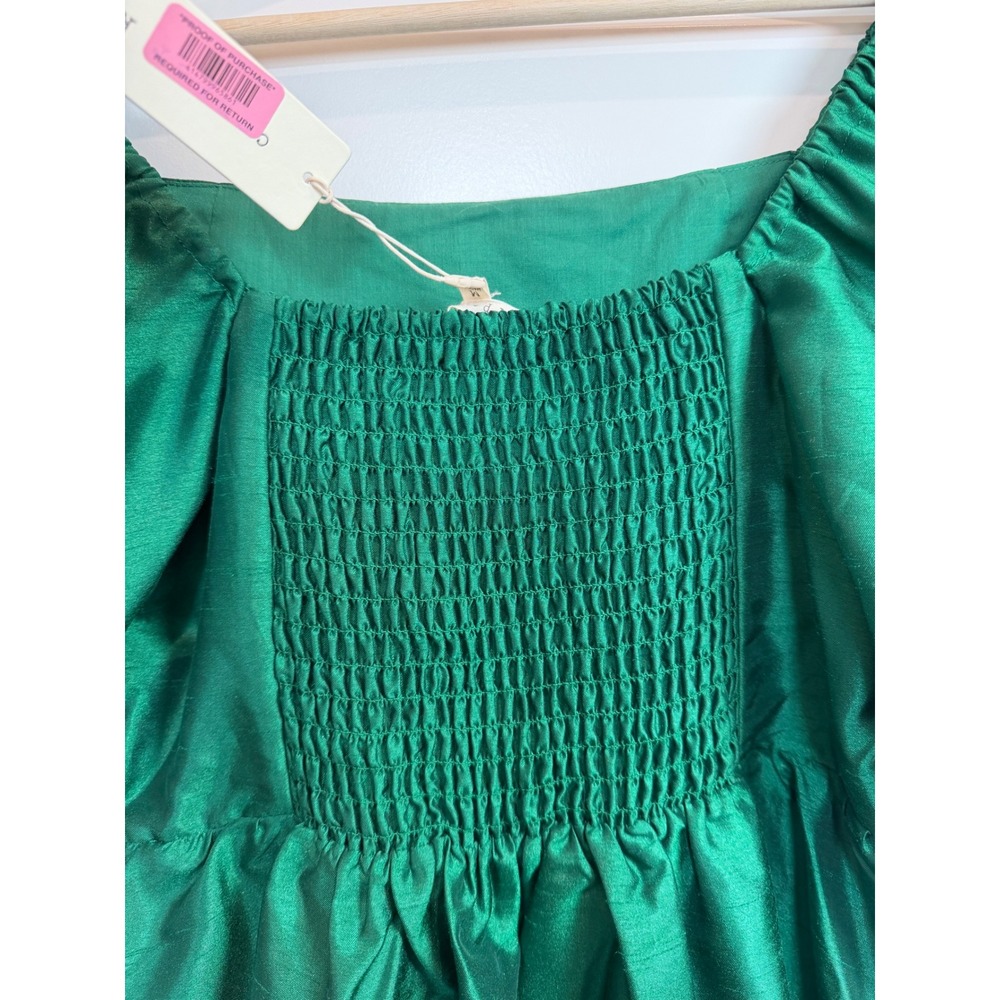 Cece Key Emerald Green Puff Sleeve Smocked Back Mini Dress CJ7929SLT1 NWT Sz M - Picture 8 of 9